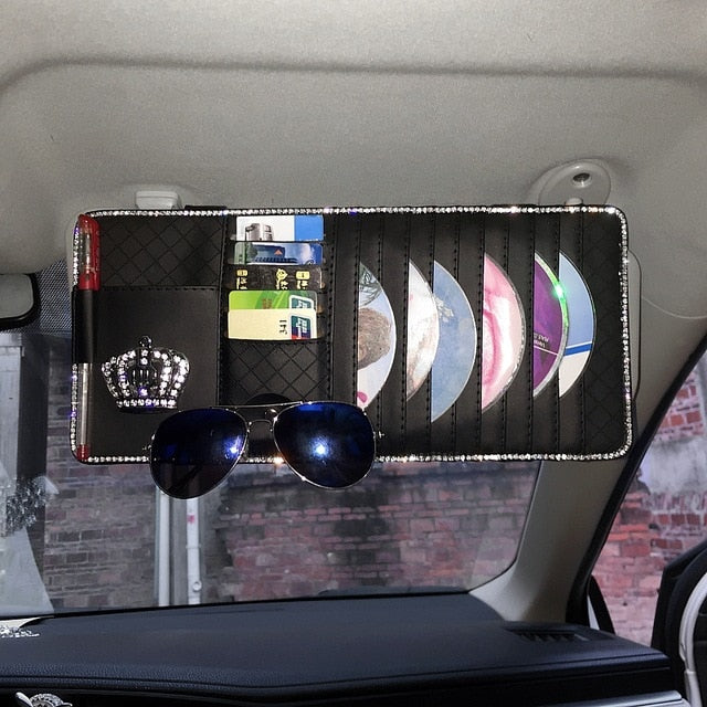 Crown Series Inerior Accessories for Girls Leather Car Steering Wheel Covers Sun Visor Tiessue Box Pillows Seatbelt Shifter Sets
