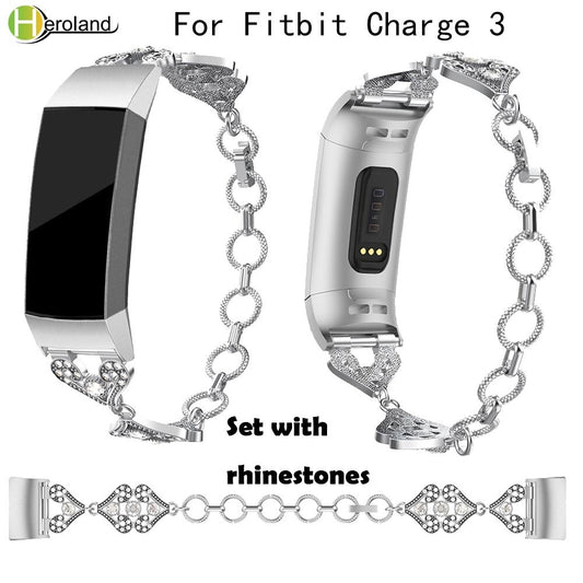 Vintage Stainless Steel Bands for Fitbit Charge 3 Metal link Wristbands Watch Band Smart Watch Strap Women Jewelry Bracelet new