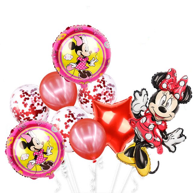 Minnie mouse foil balloons mickey 1st birthday party decorations kids ballon number 1 globos baby shower confetti latex ball toy