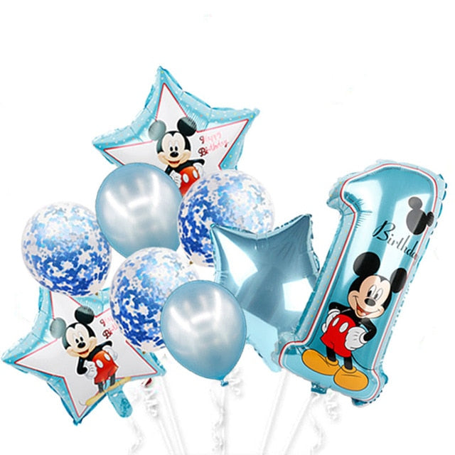 Minnie mouse foil balloons mickey 1st birthday party decorations kids ballon number 1 globos baby shower confetti latex ball toy