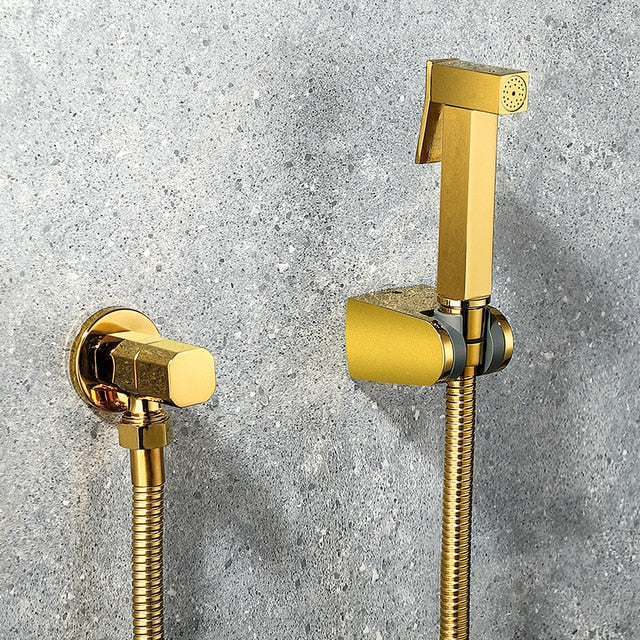 Antique Brushed Gold Douche Kit Hand Held Bidet Sprayer Stainless Steel Toilet Bidet faucet Shattaf Valve Jet Set Shower Head