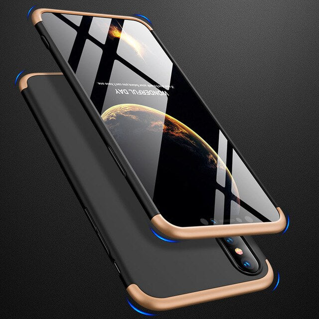 3 In 1 Full Body Protective Armor Case + Tempered Glass Screen Protector Anit Shock Hard Cover For iPhone 7 8 Plus X XR XS Max