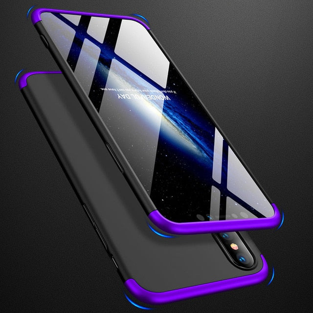 3 In 1 Full Body Protective Armor Case + Tempered Glass Screen Protector Anit Shock Hard Cover For iPhone 7 8 Plus X XR XS Max