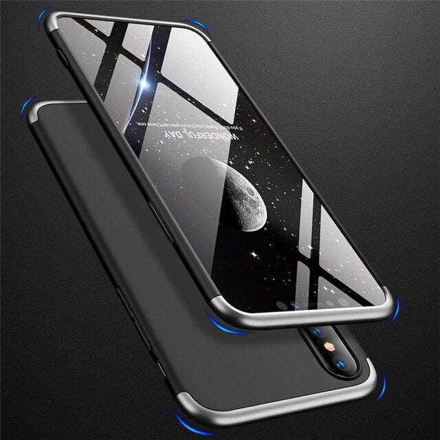 3 In 1 Full Body Protective Armor Case + Tempered Glass Screen Protector Anit Shock Hard Cover For iPhone 7 8 Plus X XR XS Max