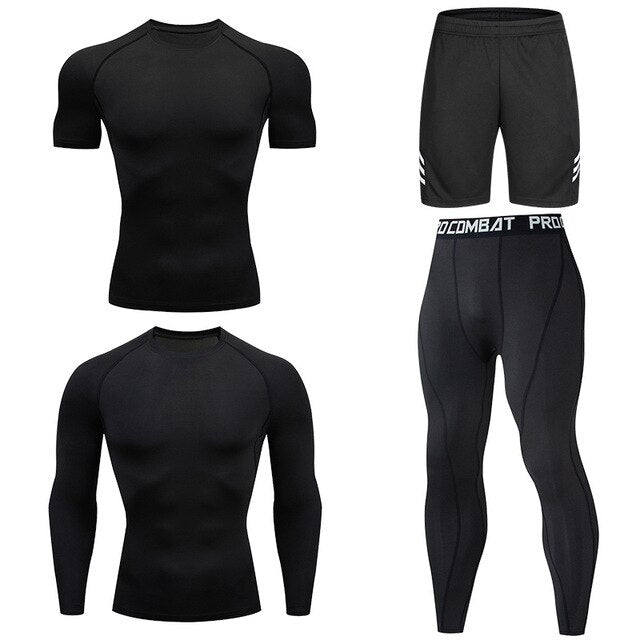 Men Tracksuit Sports Suit Gym Compression Clothing Fitness Running Set Jogging Sportwear Long Sleeves Shirts Sport Suit Rashgard