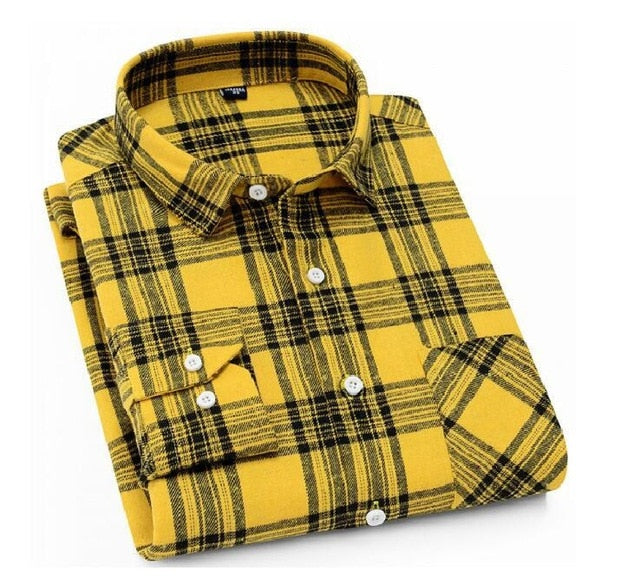 Flannel Plaid Shirt Men Cotton 2019 Spring Autumn New Male Casual Long Sleeve Shirt Plus size High Quality Warm Man Clothes