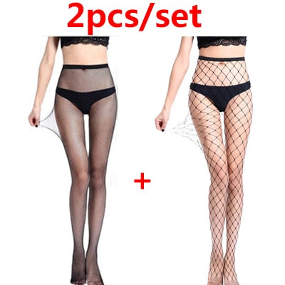 Summer Sexy Mesh Stocking Transparent Slim Fishnet Pantyhose Party Club Net Holes Black Tights Stocking Small/Middle/Big Mesh