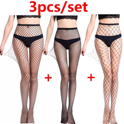 Summer Sexy Mesh Stocking Transparent Slim Fishnet Pantyhose Party Club Net Holes Black Tights Stocking Small/Middle/Big Mesh