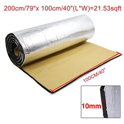 UXCELL 10mm Thick Aluminum Fiber Muffler Cotton Car Auto Fender Heat Sound Deadener Insulation Mat