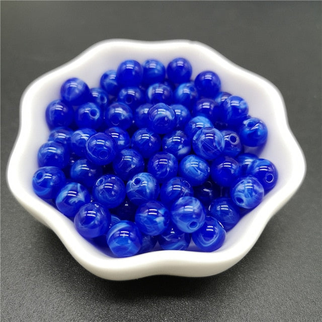 6 8 10 mm Imitation Natural Stone Round Acrylic Beads Clouds Effect Beads For Jewelry Makeing Bracelet necklace DIY Accessory