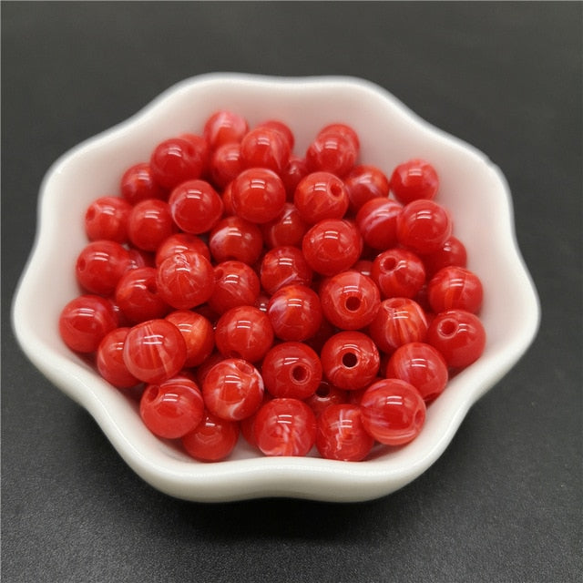 6 8 10 mm Imitation Natural Stone Round Acrylic Beads Clouds Effect Beads For Jewelry Makeing Bracelet necklace DIY Accessory