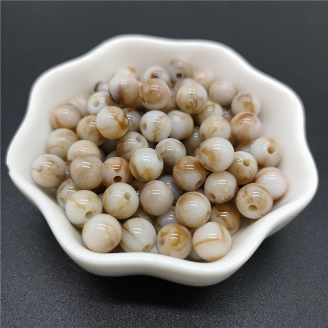 6 8 10 mm Imitation Natural Stone Round Acrylic Beads Clouds Effect Beads For Jewelry Makeing Bracelet necklace DIY Accessory