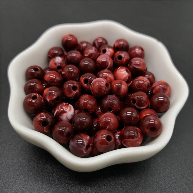6 8 10 mm Imitation Natural Stone Round Acrylic Beads Clouds Effect Beads For Jewelry Makeing Bracelet necklace DIY Accessory