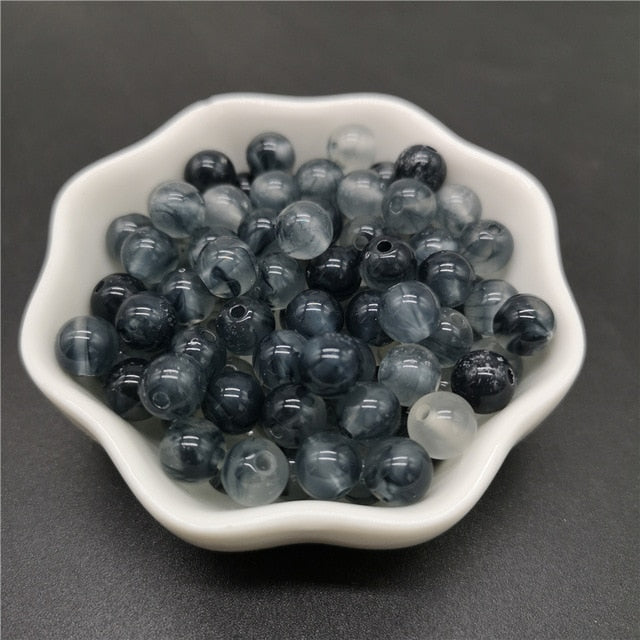 6 8 10 mm Imitation Natural Stone Round Acrylic Beads Clouds Effect Beads For Jewelry Makeing Bracelet necklace DIY Accessory
