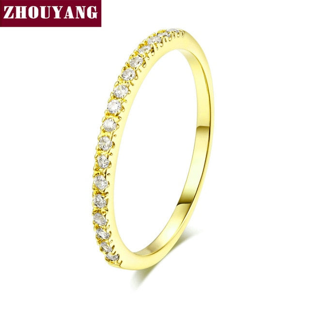 Wedding Ring For Women Man Concise Classical Multicolor Mini Cubic Zirconia Rose Gold Color Fashion Jewelry R132 R133 ZHOUYANG
