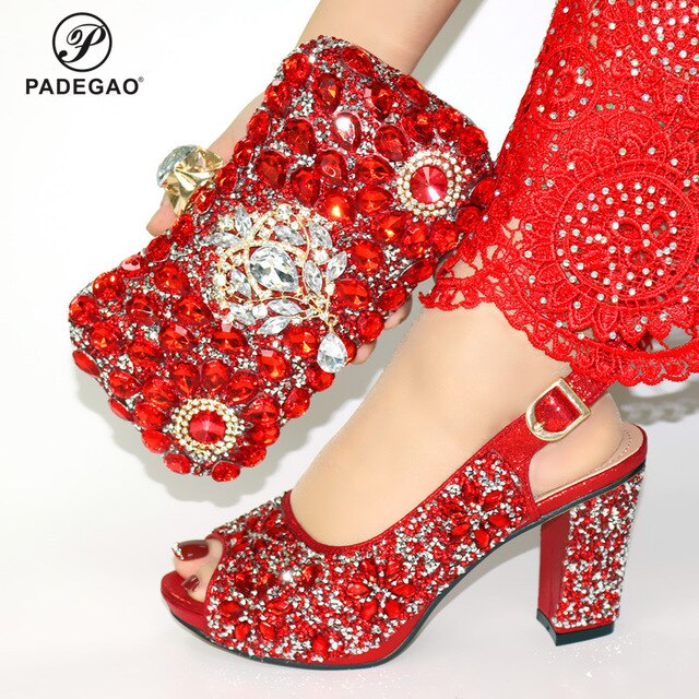 2020 Leisure Style Super High Heels Italian Shoes with Matching Bag for Woman African Shoes and Bag Set in Gold Color