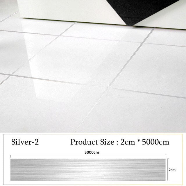 5000cm/Roll Brushed Gold Silver Floor Edging Waterproof Seam Wall Stickers Wall Gap home decoration Self-adhesive Tile sticker