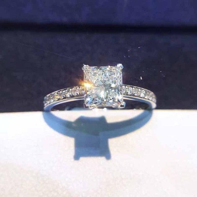 CC Trendy Jewelry S925 Rings For Women Cubic Zirconia Charms Bridal Wedding Engagement White Gold Color Ring Drop Shipping