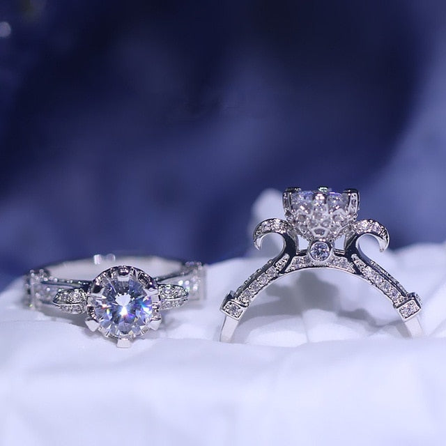 CC Trendy Jewelry S925 Rings For Women Cubic Zirconia Charms Bridal Wedding Engagement White Gold Color Ring Drop Shipping