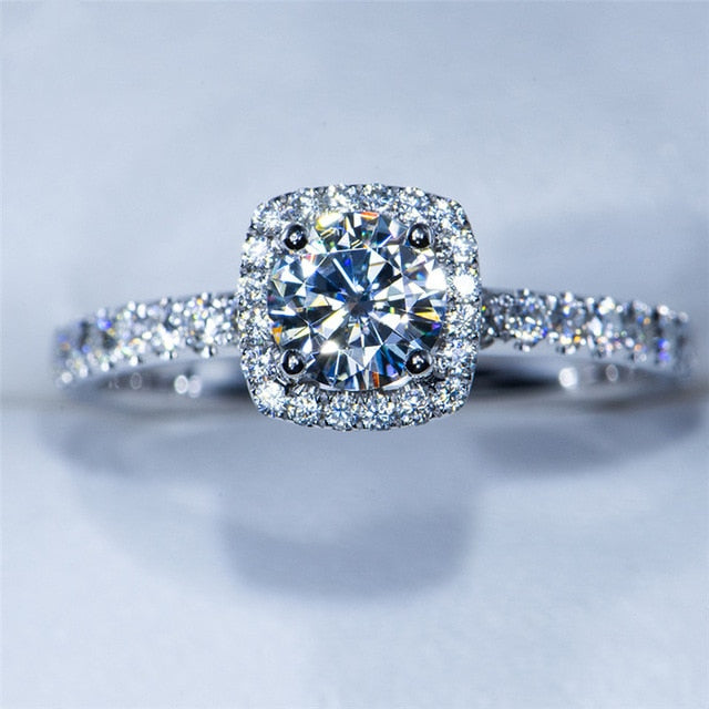 CC Trendy Jewelry S925 Rings For Women Cubic Zirconia Charms Bridal Wedding Engagement White Gold Color Ring Drop Shipping