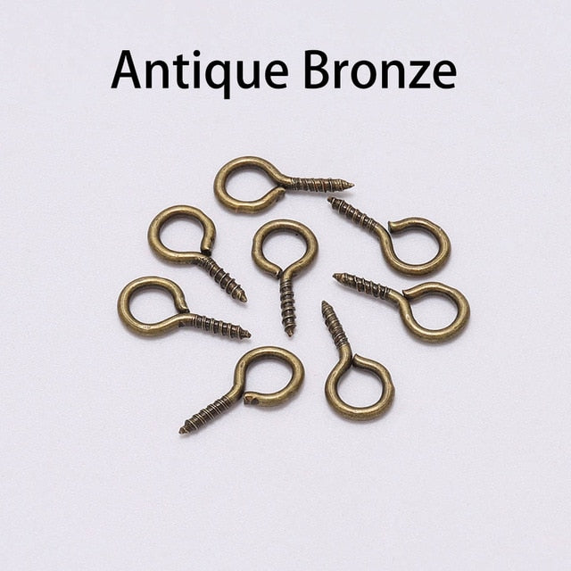 200pcs Small Tiny Mini Eye Pins Eyepins Hooks Eyelets Screw Threaded Gold Clasps Hooks Jewelry Findings For Making DIY