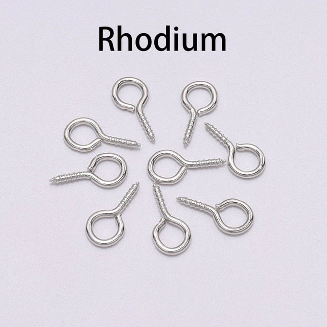 200pcs Small Tiny Mini Eye Pins Eyepins Hooks Eyelets Screw Threaded Gold Clasps Hooks Jewelry Findings For Making DIY