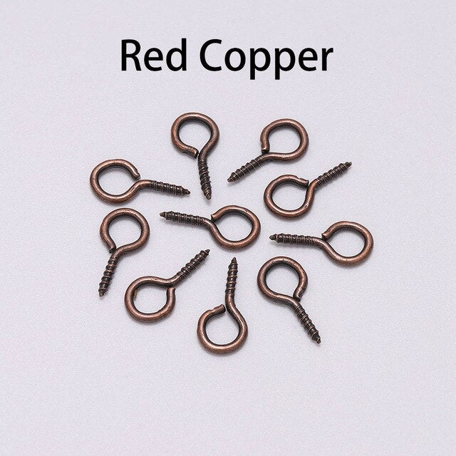 200pcs Small Tiny Mini Eye Pins Eyepins Hooks Eyelets Screw Threaded Gold Clasps Hooks Jewelry Findings For Making DIY
