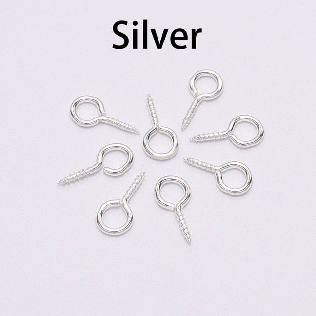 200pcs Small Tiny Mini Eye Pins Eyepins Hooks Eyelets Screw Threaded Gold Clasps Hooks Jewelry Findings For Making DIY