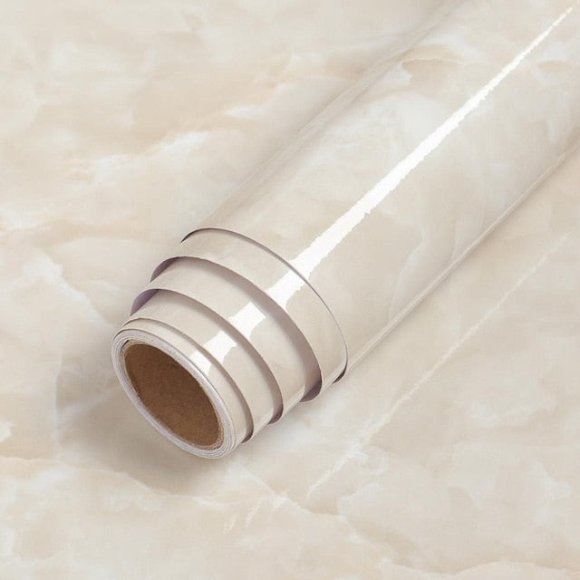 Waterproof Oil-proof Marble Self Adhesive Wallpaper Vinyl Film Wall Stickers Bathroom Bedroom Kitchen Cupboard Home Improvement