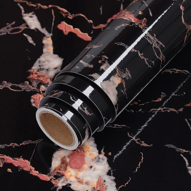 Waterproof Oil-proof Marble Self Adhesive Wallpaper Vinyl Film Wall Stickers Bathroom Bedroom Kitchen Cupboard Home Improvement