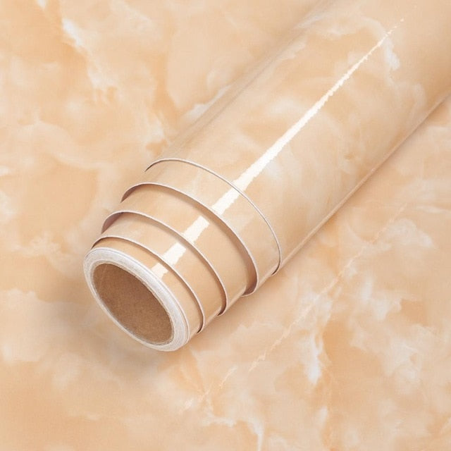 Waterproof Oil-proof Marble Self Adhesive Wallpaper Vinyl Film Wall Stickers Bathroom Bedroom Kitchen Cupboard Home Improvement