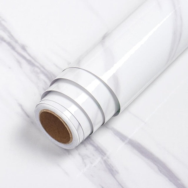Waterproof Oil-proof Marble Self Adhesive Wallpaper Vinyl Film Wall Stickers Bathroom Bedroom Kitchen Cupboard Home Improvement