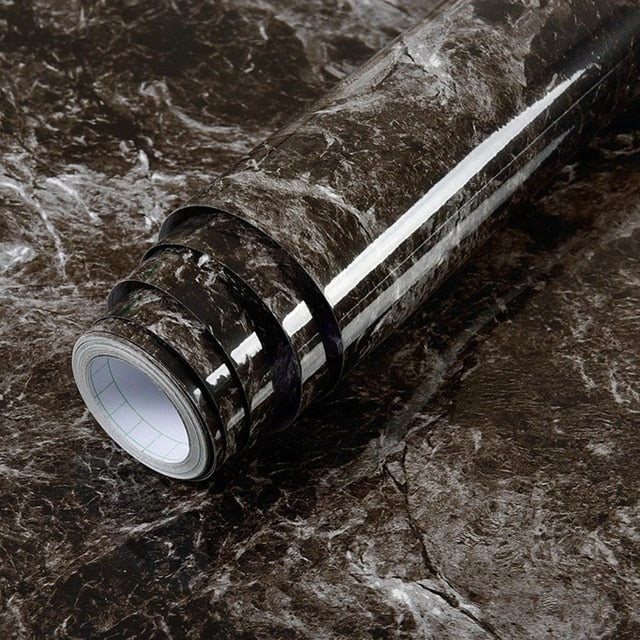 Waterproof Oil-proof Marble Self Adhesive Wallpaper Vinyl Film Wall Stickers Bathroom Bedroom Kitchen Cupboard Home Improvement