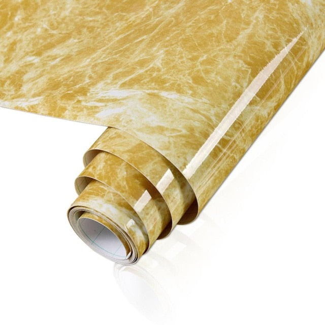 Waterproof Oil-proof Marble Self Adhesive Wallpaper Vinyl Film Wall Stickers Bathroom Bedroom Kitchen Cupboard Home Improvement