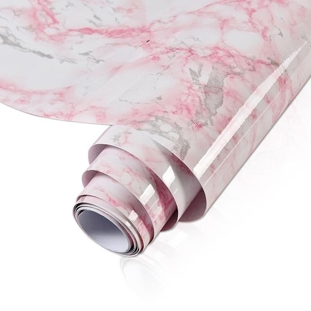 Waterproof Oil-proof Marble Self Adhesive Wallpaper Vinyl Film Wall Stickers Bathroom Bedroom Kitchen Cupboard Home Improvement