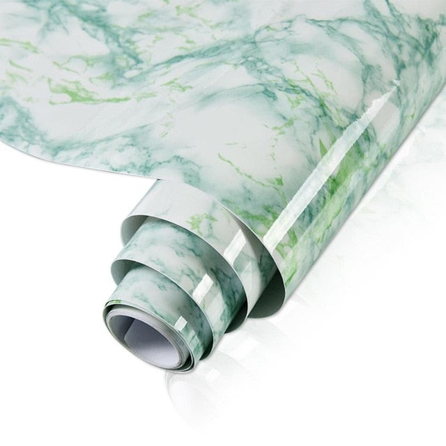 Waterproof Oil-proof Marble Self Adhesive Wallpaper Vinyl Film Wall Stickers Bathroom Bedroom Kitchen Cupboard Home Improvement