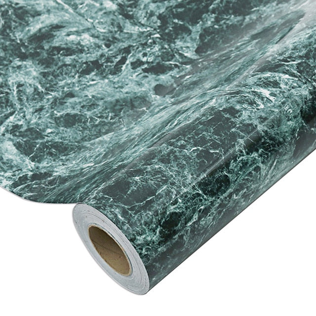 Waterproof Oil-proof Marble Self Adhesive Wallpaper Vinyl Film Wall Stickers Bathroom Bedroom Kitchen Cupboard Home Improvement