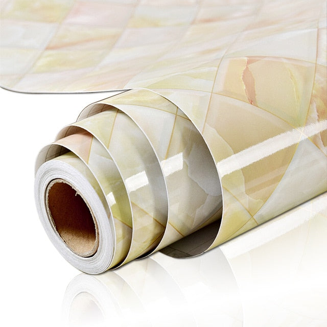 Waterproof Oil-proof Marble Self Adhesive Wallpaper Vinyl Film Wall Stickers Bathroom Bedroom Kitchen Cupboard Home Improvement