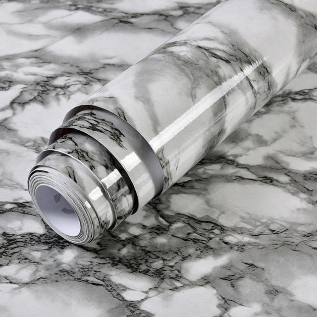 Waterproof Oil-proof Marble Self Adhesive Wallpaper Vinyl Film Wall Stickers Bathroom Bedroom Kitchen Cupboard Home Improvement