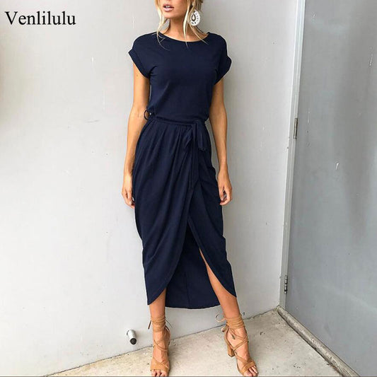 2020 Long Party Dresses Plus Size Summer Short Sleeve Women Dress Elegant Maxi Loose Vestidos Casual Sundresses Female XXL XXXL