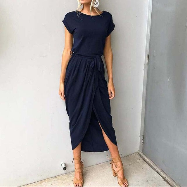 2020 Long Party Dresses Plus Size Summer Short Sleeve Women Dress Elegant Maxi Loose Vestidos Casual Sundresses Female XXL XXXL