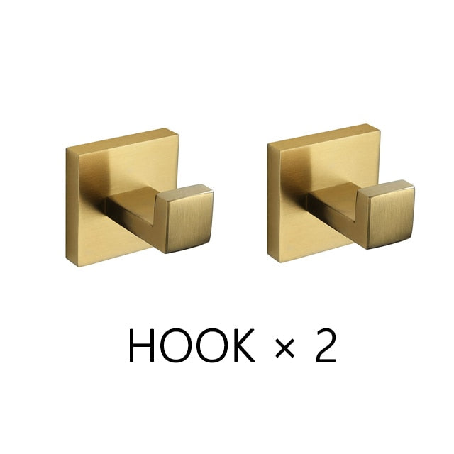 Gold Brushed Bathroom Accessories Hardware Set Towel Bar Rail Toilet Paper Holder Towel Rack Hook Soap Dish Toilet Brush