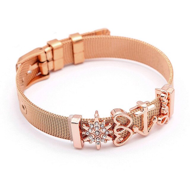 SEIALOY Fashion Stainless Steel Mesh Watch Chain Bracelets For Women Men Rose Gold Charm Brands Bracelet Bangles Jewelry