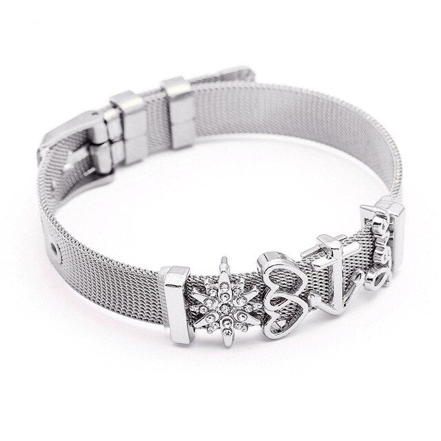 SEIALOY Fashion Stainless Steel Mesh Watch Chain Bracelets For Women Men Rose Gold Charm Brands Bracelet Bangles Jewelry