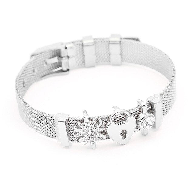 SEIALOY Fashion Stainless Steel Mesh Watch Chain Bracelets For Women Men Rose Gold Charm Brands Bracelet Bangles Jewelry