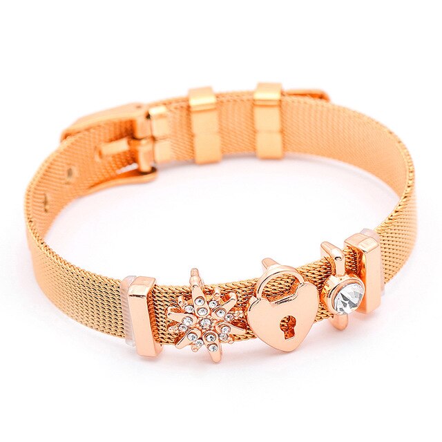 SEIALOY Fashion Stainless Steel Mesh Watch Chain Bracelets For Women Men Rose Gold Charm Brands Bracelet Bangles Jewelry