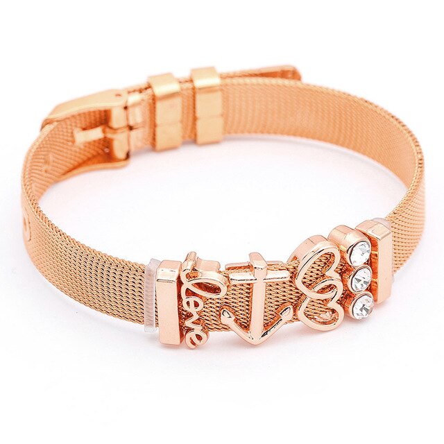 SEIALOY Fashion Stainless Steel Mesh Watch Chain Bracelets For Women Men Rose Gold Charm Brands Bracelet Bangles Jewelry