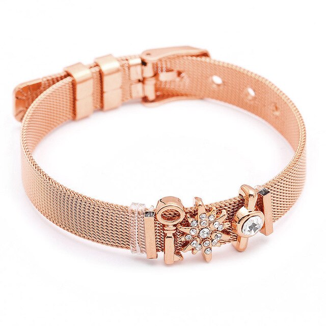 SEIALOY Fashion Stainless Steel Mesh Watch Chain Bracelets For Women Men Rose Gold Charm Brands Bracelet Bangles Jewelry
