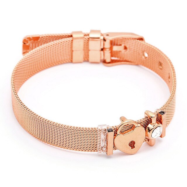 SEIALOY Fashion Stainless Steel Mesh Watch Chain Bracelets For Women Men Rose Gold Charm Brands Bracelet Bangles Jewelry
