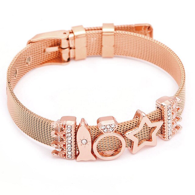 SEIALOY Fashion Stainless Steel Mesh Watch Chain Bracelets For Women Men Rose Gold Charm Brands Bracelet Bangles Jewelry